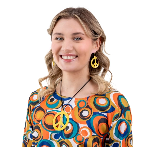 Party set nakita – ogrlica i naušnice sa znakom peace, zlatne