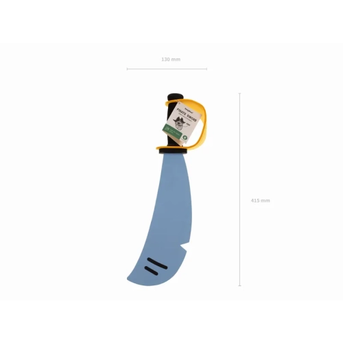 Pěnový pirátský meč 41,5 cm – modrý s černo-žlutou rukojetí