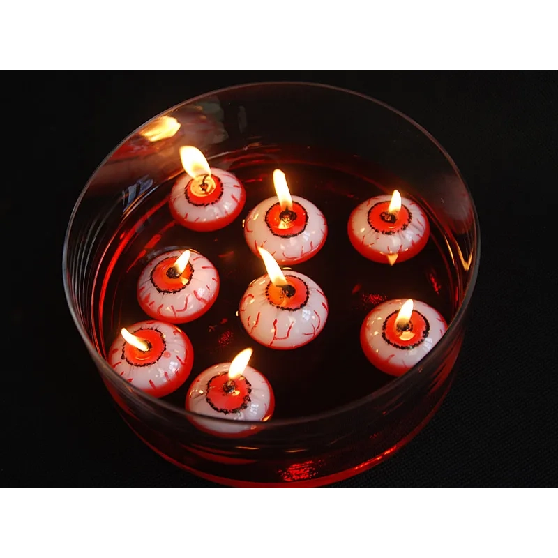 Lumânări plutitoare ochi 4 cm – set 25 bucăți, ideale pentru Halloween