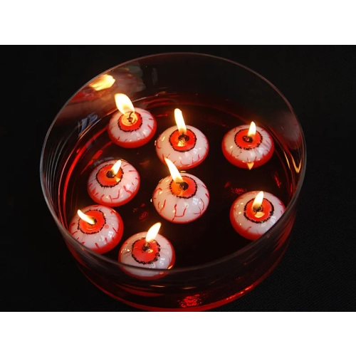 Lumânări plutitoare ochi 4 cm – set 25 bucăți, ideale pentru Halloween