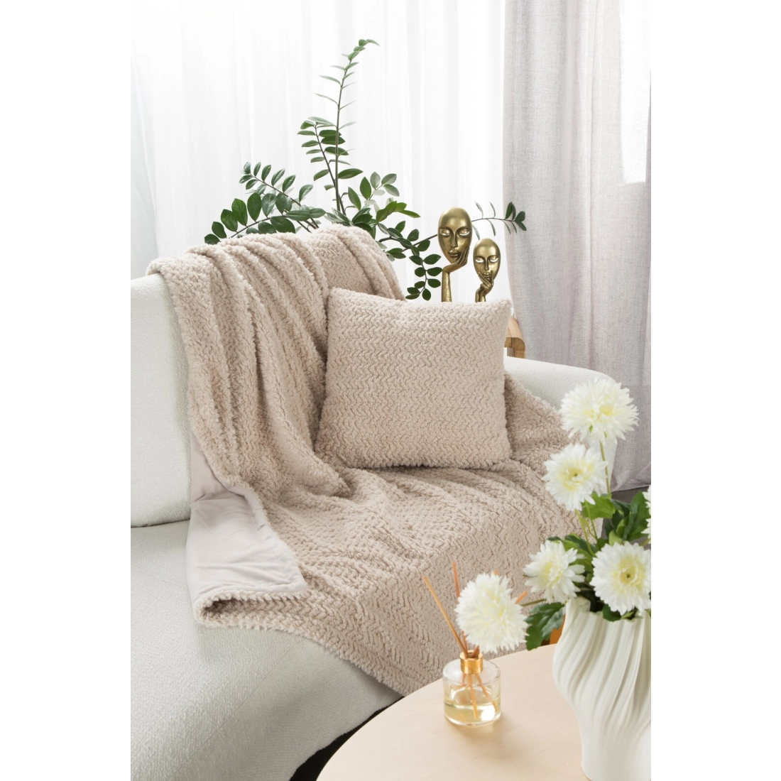 Prehoz 130x170 cm hrejivý, béžový a krémový