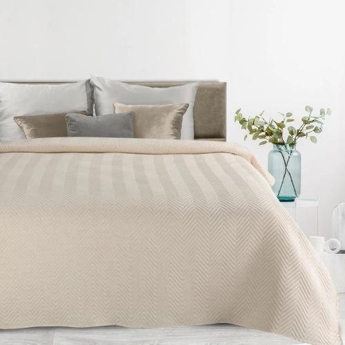 Prehoz 170x210 cm mikrovláknový s geometrickým vzorom, krémový