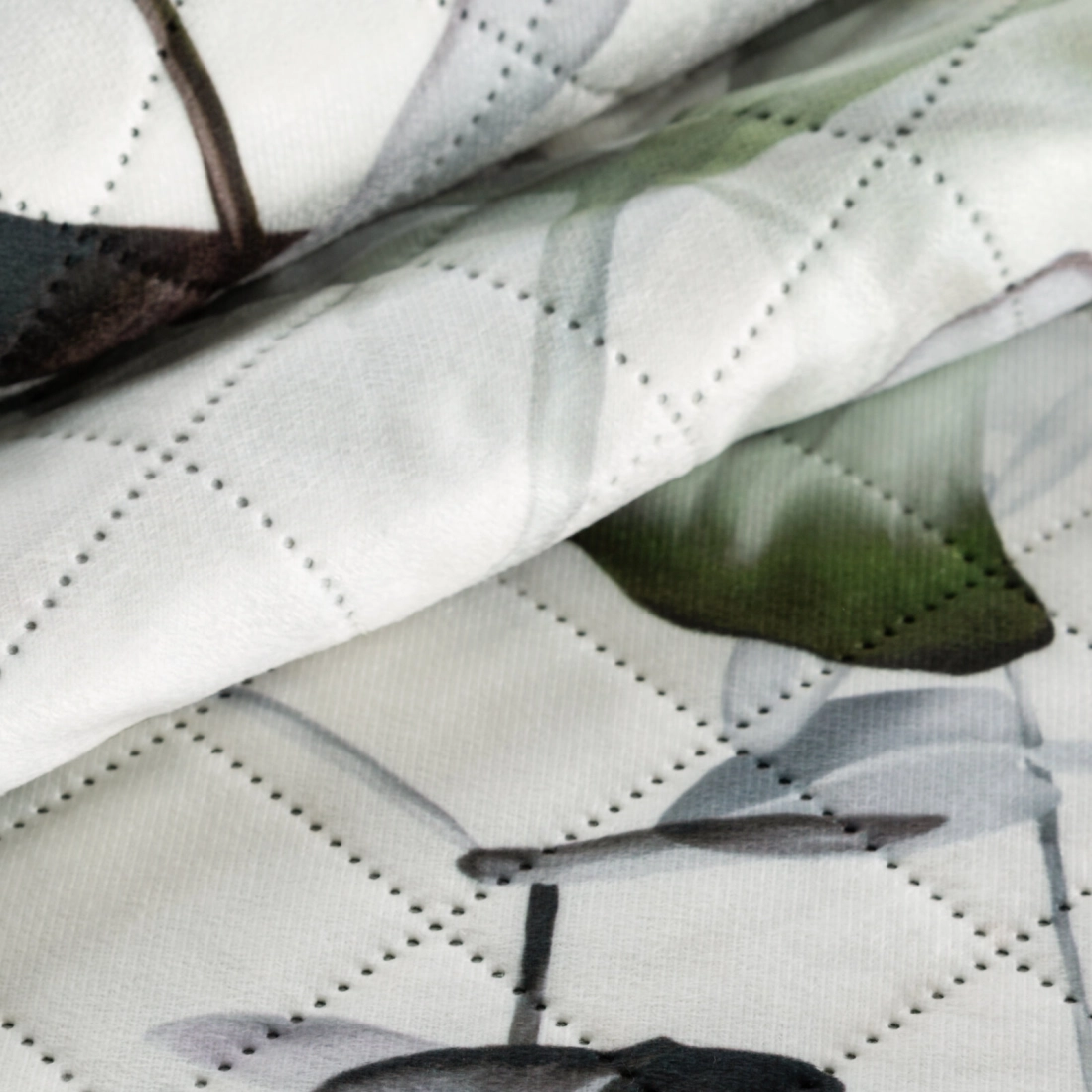 Prehoz 170x210 cm s motívom listov monstery, biely a olivový