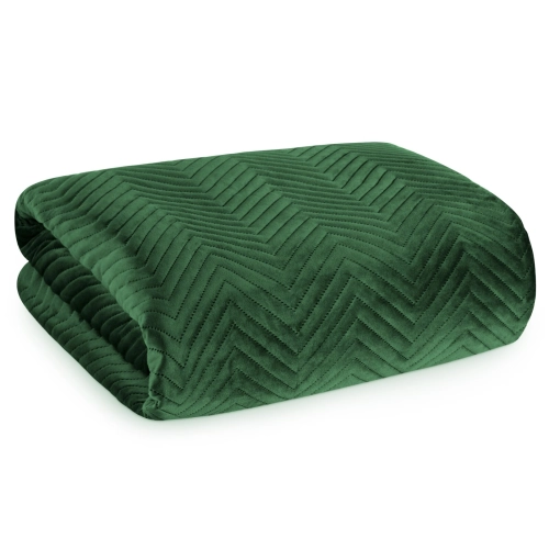 Prehoz 170x210 cm s motívom rybej kosti, tmavozelený