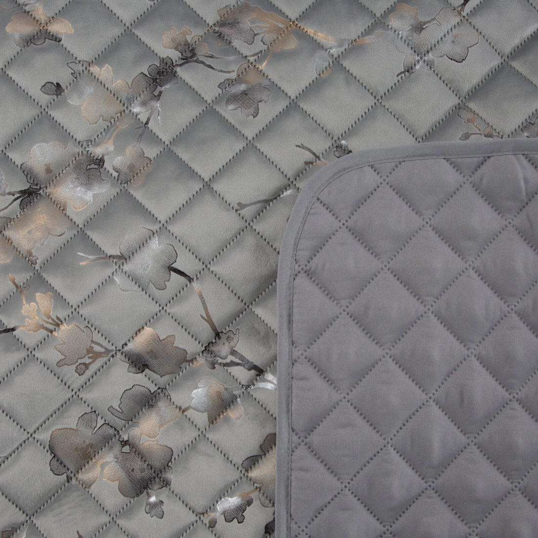 Prehoz 200x220 cm s kvetinovým motívom, strieborný a zlatý