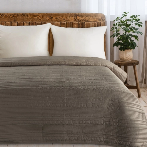 Přehoz 220x240 cm z mikrovlákna, hnědý