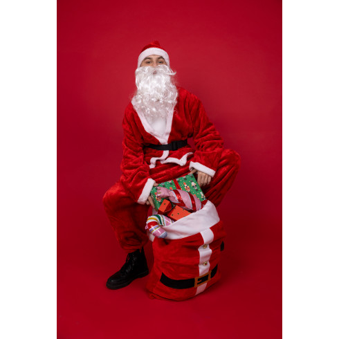 Prémiový kostým Santa Clausa červeno-biely, veľkosť 170–190 cm