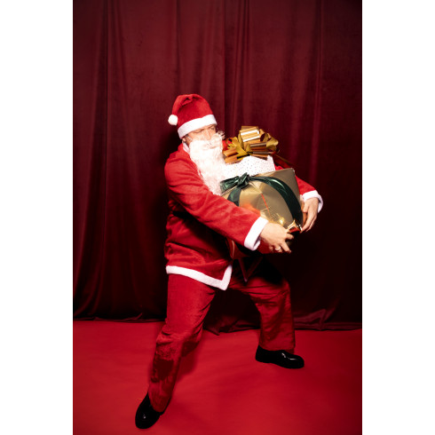 Prémiový kostým Santa Clausa červeno-biely, veľkosť 170–190 cm