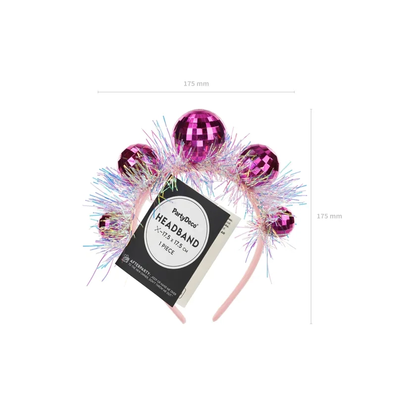 Rožnat obroč z disko kroglami in bleščicami 17,5 cm – zabavni dodatek