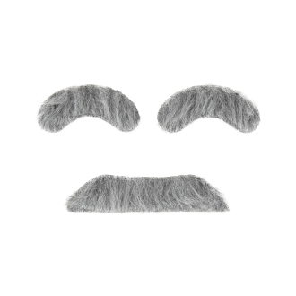 Samolepiace falošné obočie a fúzy sivé set na párty
