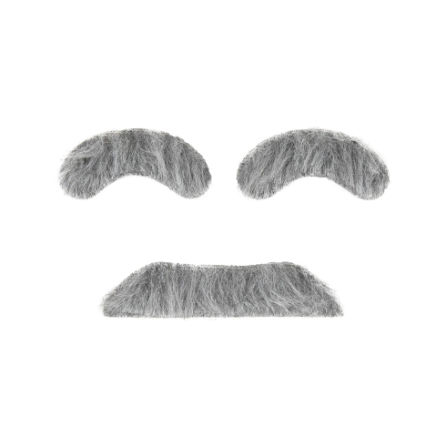 Samolepiace falošné obočie a fúzy sivé set na párty