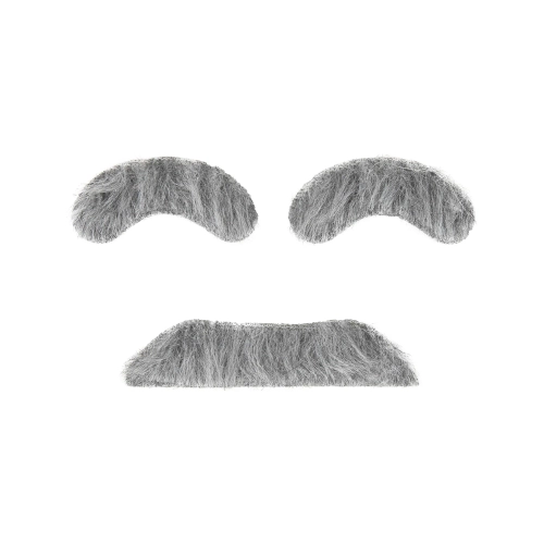 Samolepiace falošné obočie a fúzy sivé set na párty