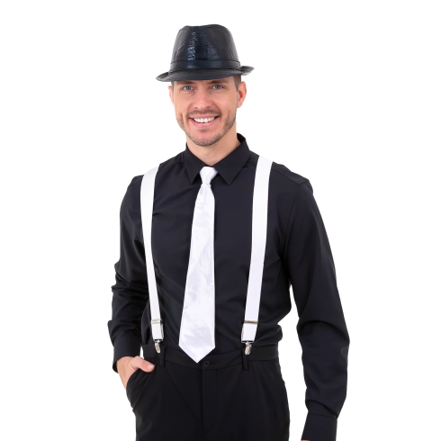 Bela satenasta kravata za pustni kostum