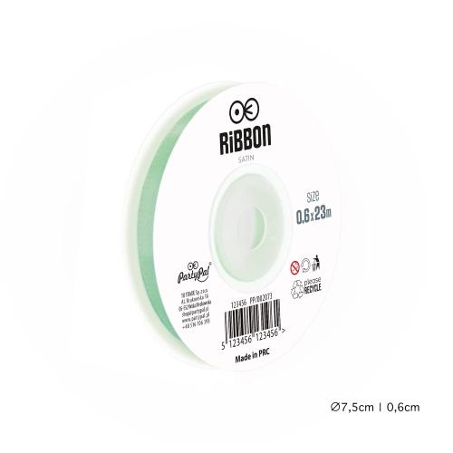 Panglică decorativă din satin mentă 0,6x2300 cm