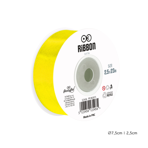 Saténová dekoračná stuha žltá 2,5 cm na party výzdobu