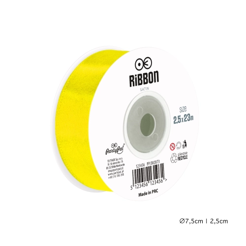 Satenasti dekorativni trak rumen 2,5 cm za praznično okrasitev