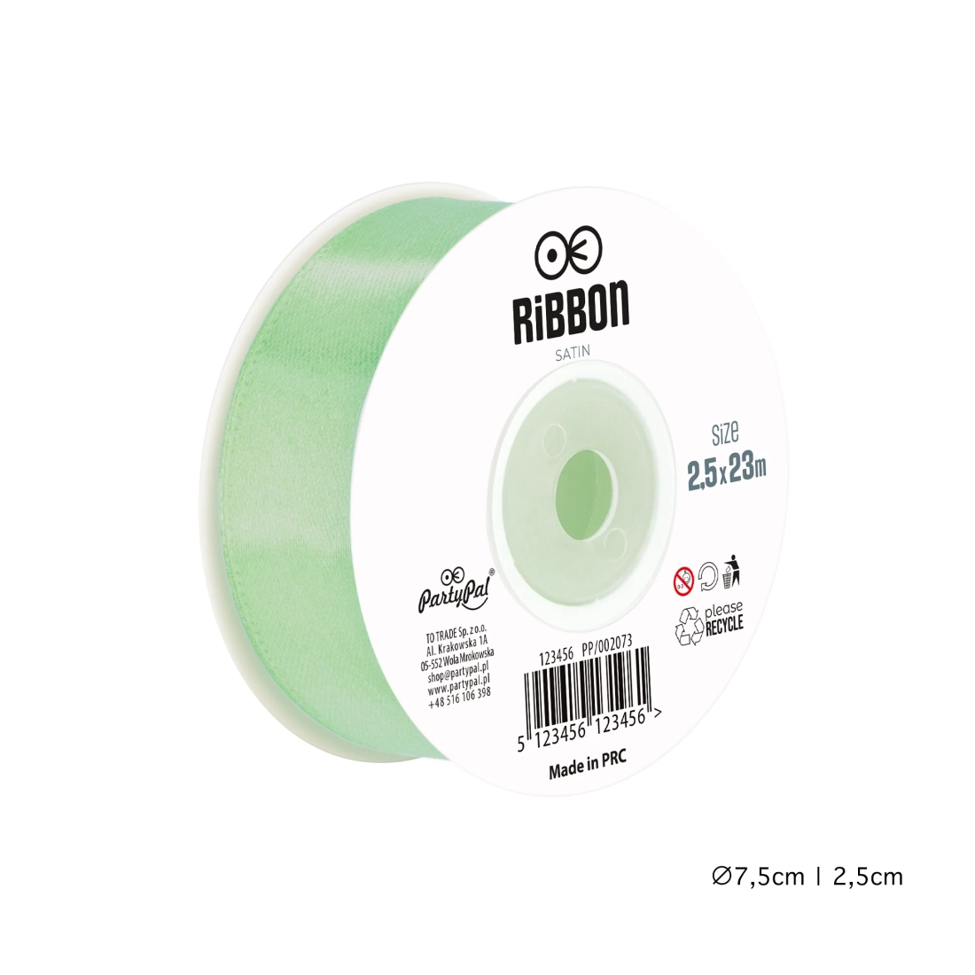 Saténová dekoratívna stuha mentolová 2,5 cm na party výzdobu