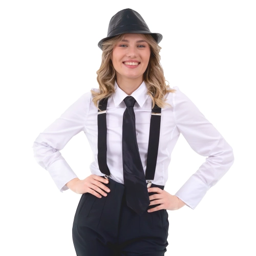 Fekete szatén nyakkendő bulira