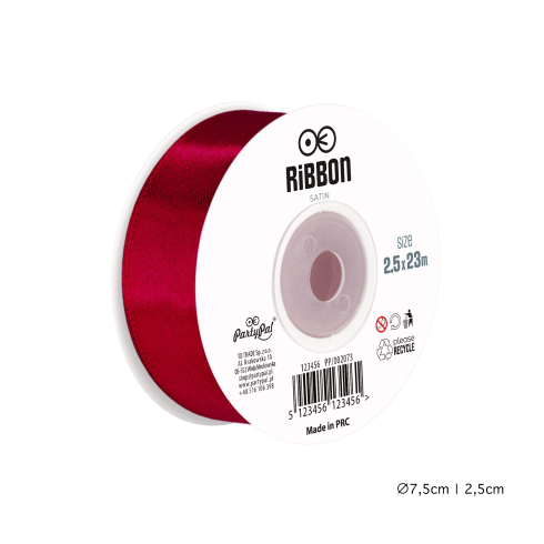 Saténová bordó stuha na dárky a party dekorace 2,5 cm