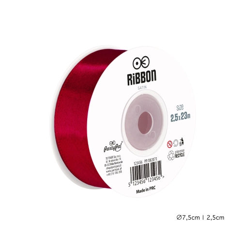 Bordó szaténszalag ajándékokhoz és party dekorációhoz 2,5 cm