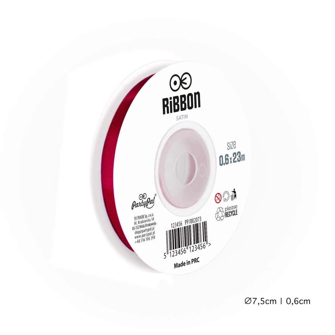 Saten vrpca burgund boje za poklone i dekoracije 0,6 cm