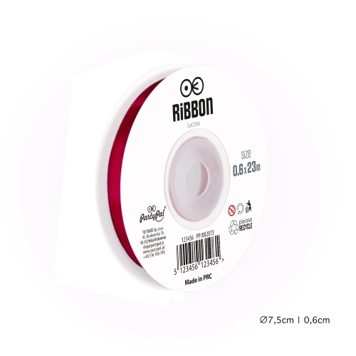 Panglică de satin burgund pentru cadouri și decorațiuni 0,6 cm