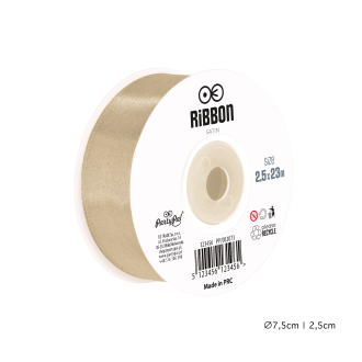 Szatén szalag dekorációhoz 2,5 cm világosbarna