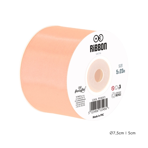 Panglică satinată decorativă somon 5 cm