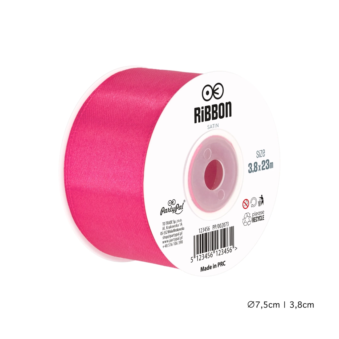 Saténová dekorační stuha tmavě růžová 3,8×2300 cm