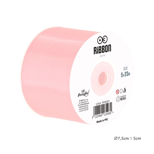 Panglică satinată pentru decor roz deschis 5 cm