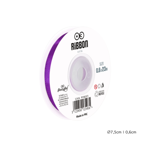 Saténová stuha purpurová na darčeky a party dekorácie 0,6x2300 cm