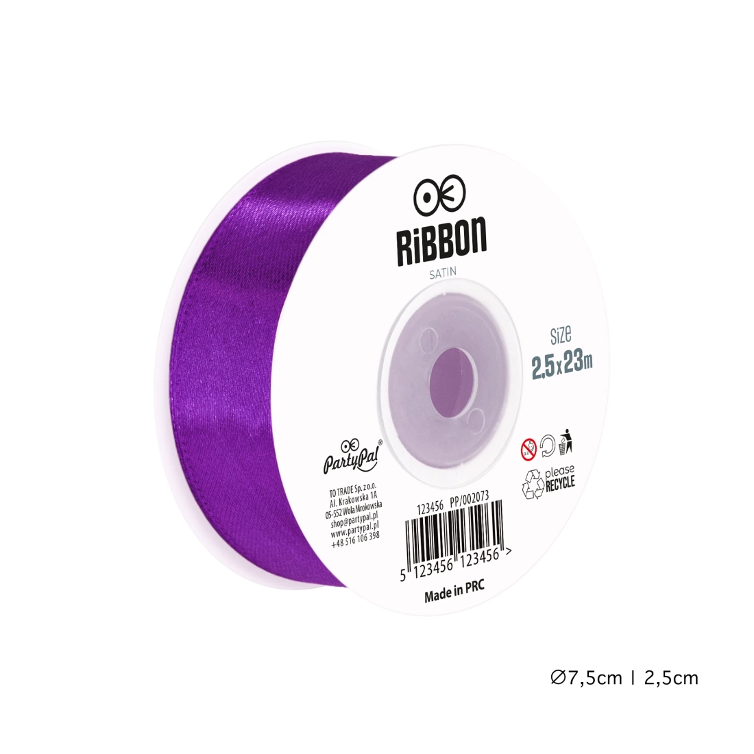 Saten vrpca purpurna za party dekoracije 2,5 cm