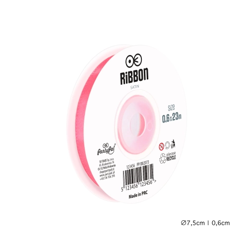 Rózsaszín szatén szalag dekorációhoz 0,6 cm x 23 m