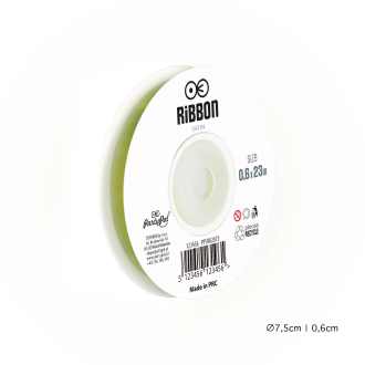 Zöld szatén dekorációs szalag 0,6 cm x 23 m