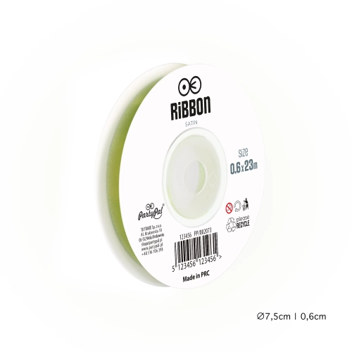 Satenast trak v zeleni barvi za dekoracije 0,6 cm x 23 m