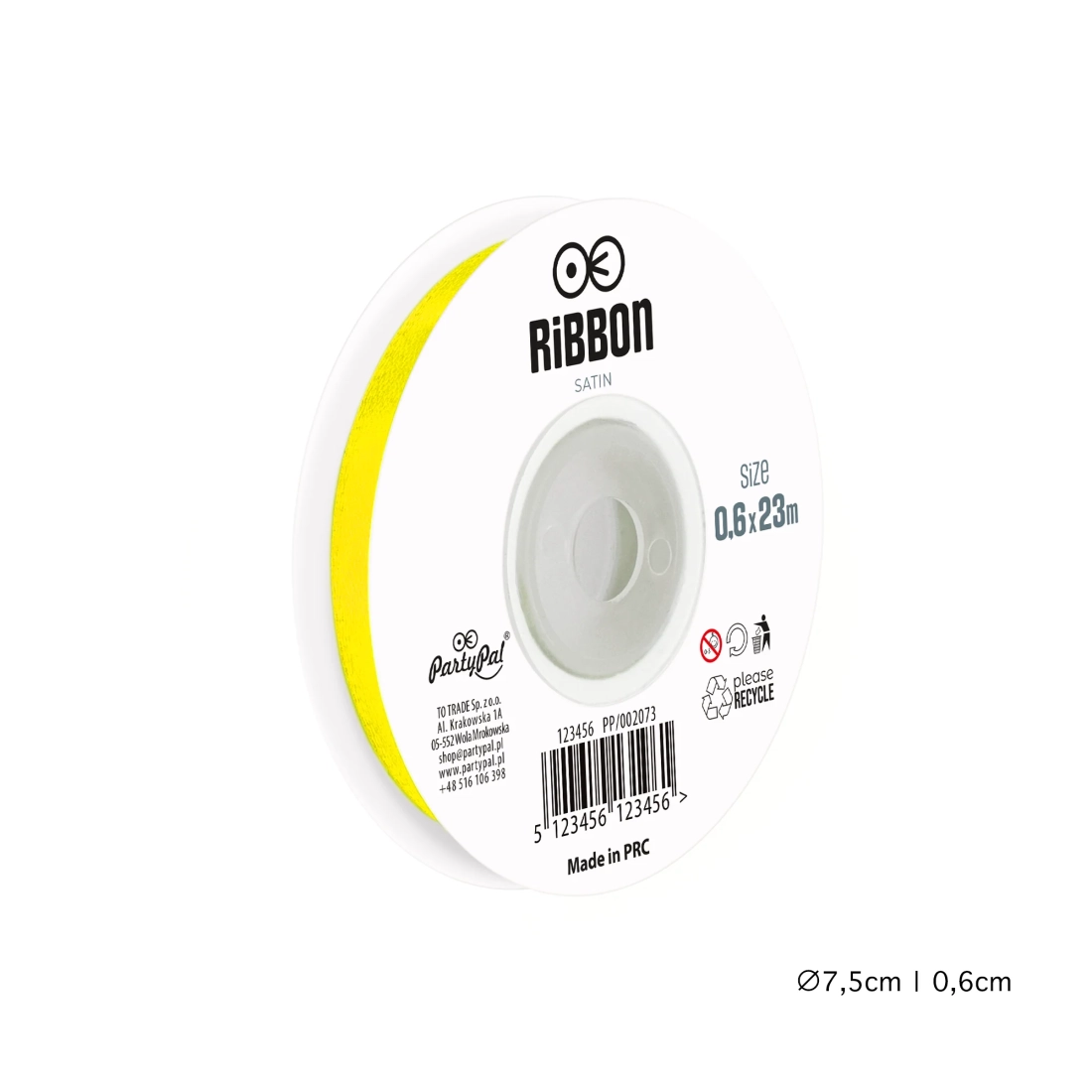 Saténová žlutá dekorační stuha 0,6×2300 cm