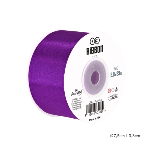 Decorațiune din panglică satinată mov purpuriu 3,8 cm pentru decor