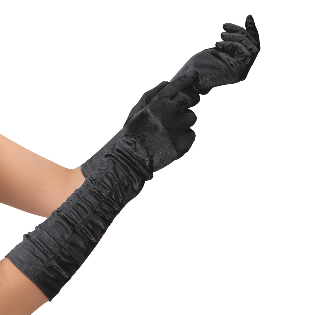 Fekete szatén partykesztyű, 42 cm