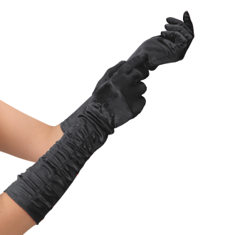 Saténové rukavice čierne na párty 42 cm