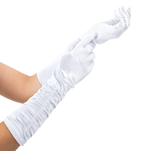 Fehér szatén partykesztyű 42 cm