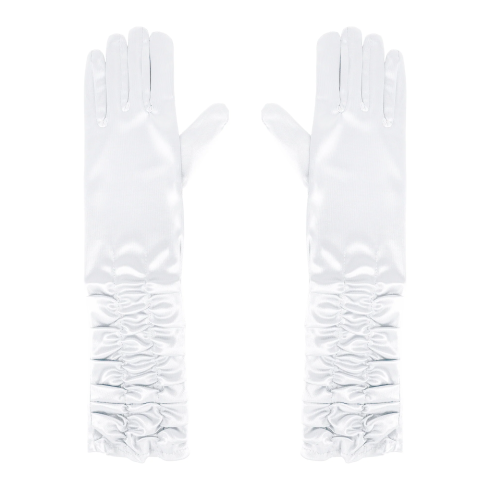 Saténové rukavice na párty biele 42 cm