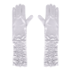 Szatén parti kesztyű, ezüst, 42 cm