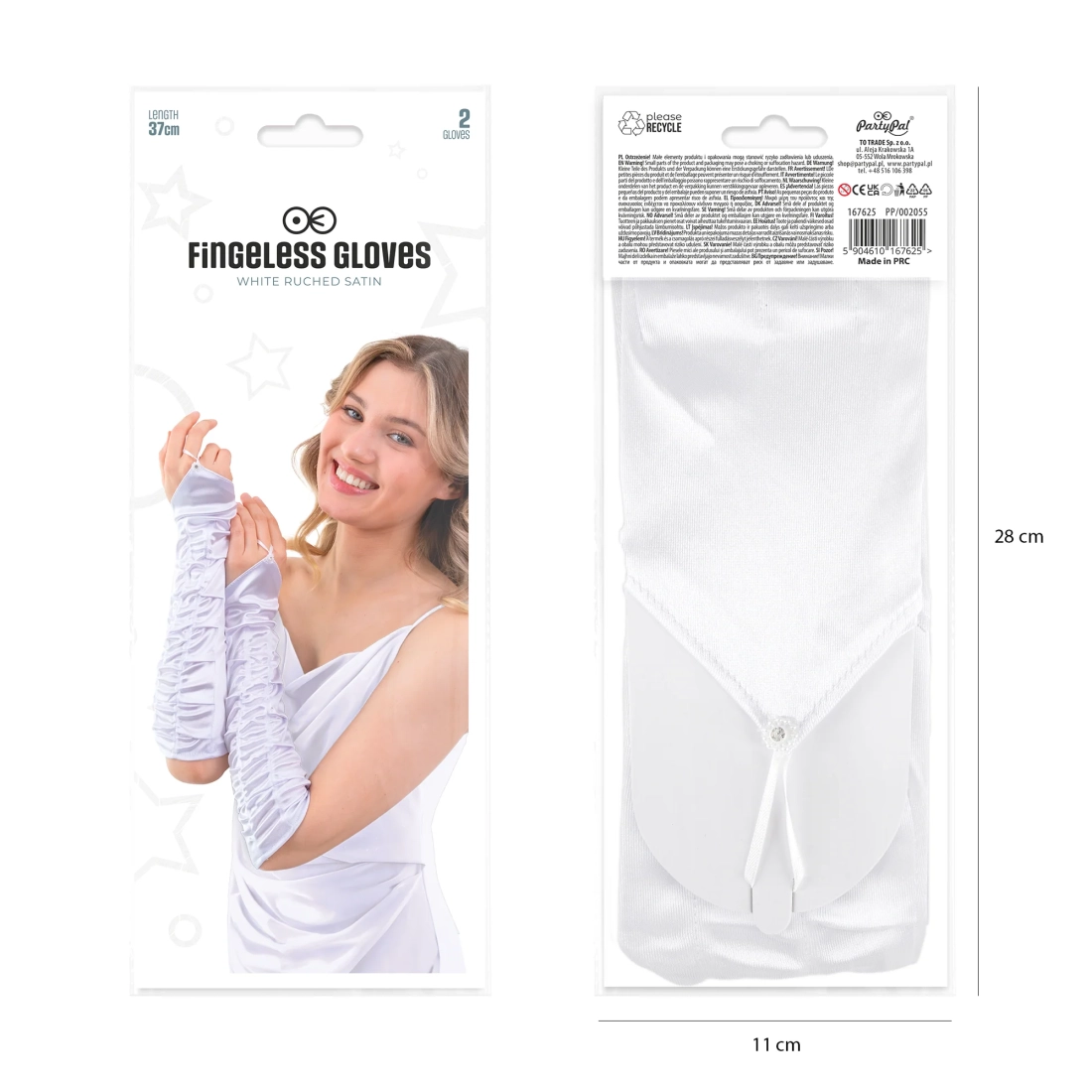 Fehér szatén kesztyű elegáns ünnepségre