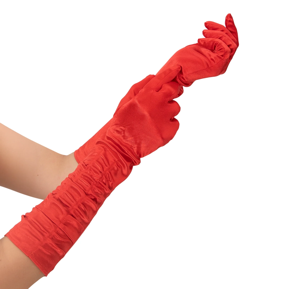 Piros szatén partykesztyű 42 cm