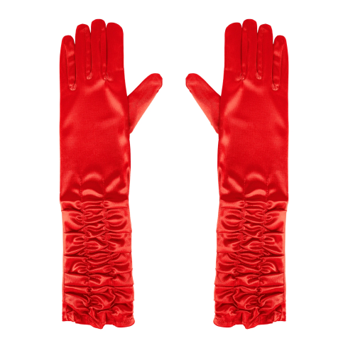 Saténové červené rukavičky na párty 42 cm
