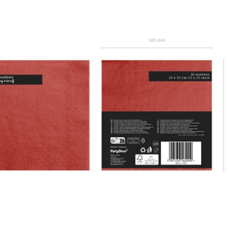 Servítky červené 3-vrstvové 33x33 cm – 20 ks v balení