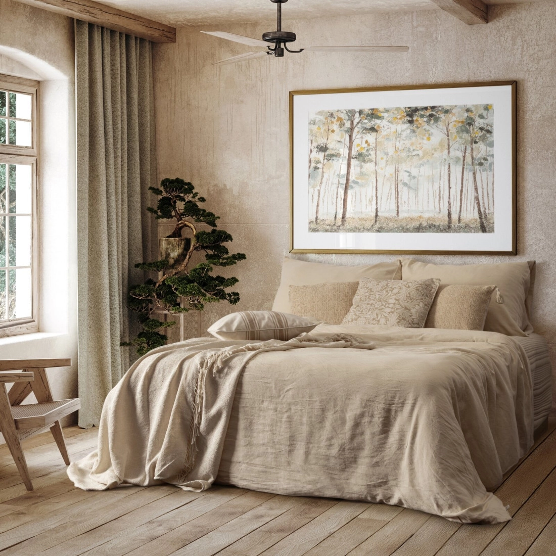 Set obliečok 220x200 cm ľanovo bavlnený béžový