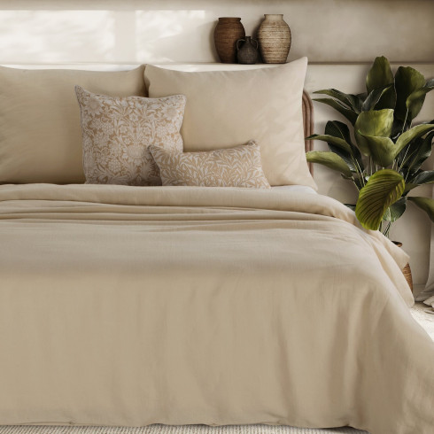 Set obliečok 220x200 cm ľanovo bavlnený béžový
