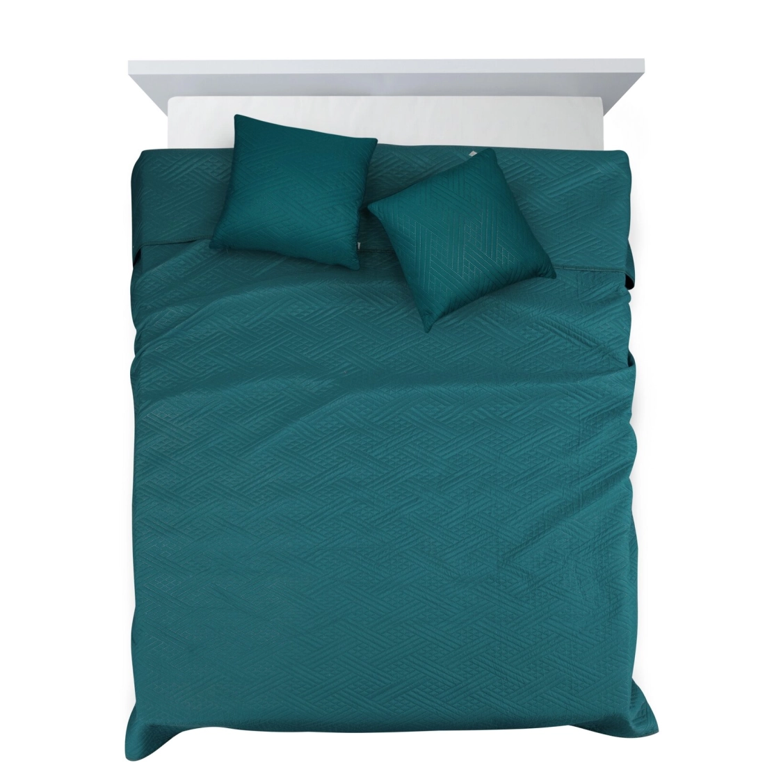 Set prehoz a obliečky 200x220 cm mikrovláknové s geometrickým vzorom, tmavotyrkysové