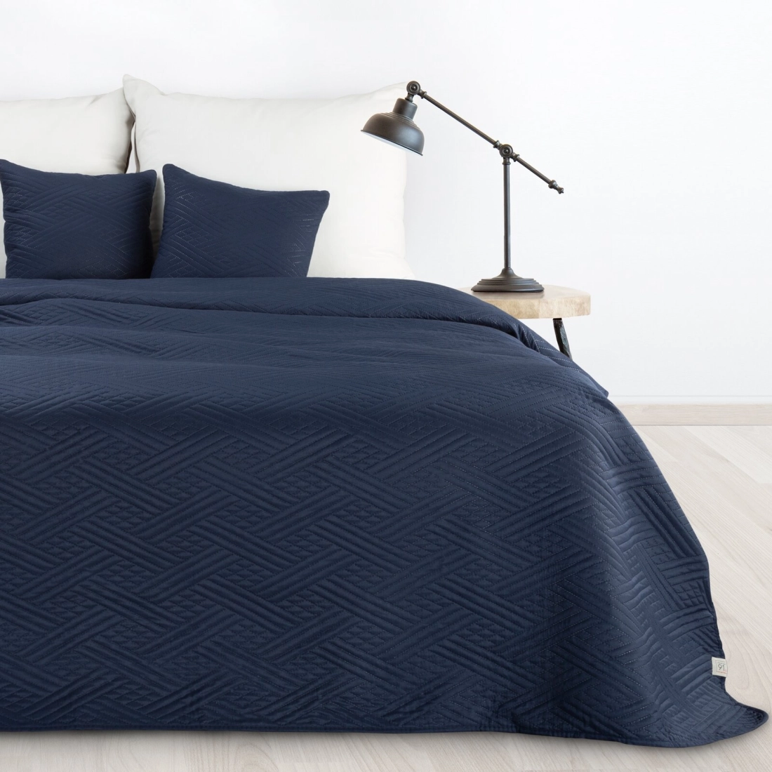 Set prehoz a obliečky 200x220 cm mikrovláknové, tmavomodré